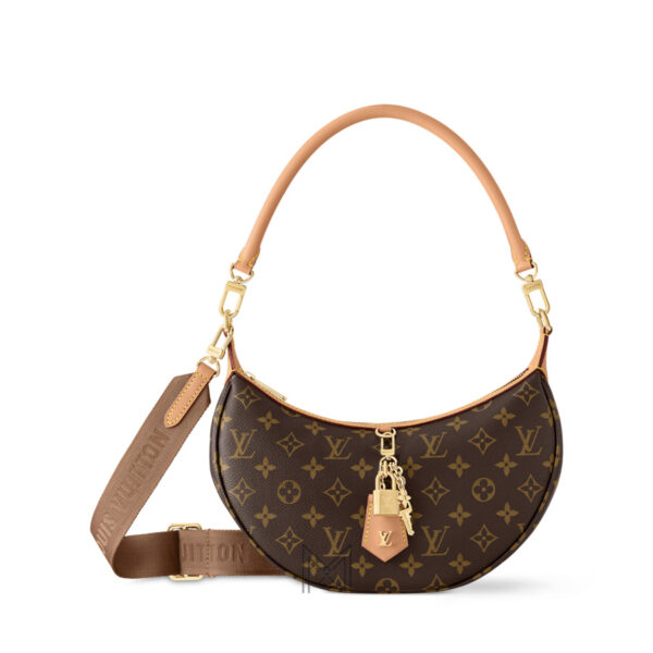 Túi Xách LV Dây Bản To Màu Nâu Monogram Canvas Phối Da Vachetta Auth CC 015