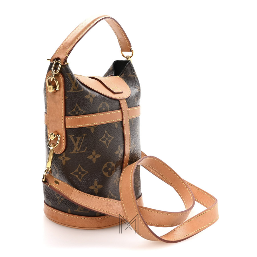 Túi Xách Đeo Chéo LV Dufle Màu Nâu Monogram Phối Da Vachetta LV 393 2026 Túi Xách Đeo Chéo LV Dufle Màu Nâu Monogram Phối Da Vachetta LV 393 2026