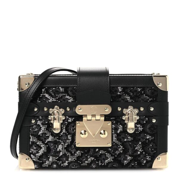 Túi Hộp Chữ Nhật LV Màu Đen Sequin Khóa Vàng Luxury CC022