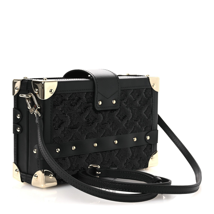 Túi Hộp Chữ Nhật LV Màu Đen Sequin Khóa Vàng Luxury CC022 2026 Túi Hộp Chữ Nhật LV Màu Đen Sequin Khóa Vàng Luxury CC022 2026