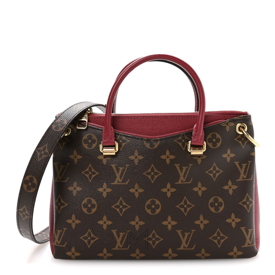 Túi Xách LV Pallas Màu Nâu Monogram Canvas Phối Đỏ Authentic LV 0214 2026 Túi Xách LV Pallas Màu Nâu Monogram Canvas Phối Đỏ Authentic LV 0214 2026