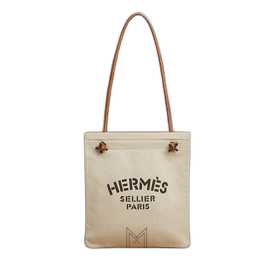 Túi vải Hermes màu be canvas phối quai da bê Swift chính hãng THM29 2026 Túi vải Hermes màu be canvas phối quai da bê Swift chính hãng THM29 2026