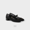 Giày búp bê cao gót Prada Mesh Fabric màu đen logo vàng chính hãng MHNP100 2026