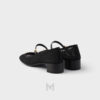 Giày búp bê cao gót Prada Mesh Fabric màu đen logo vàng chính hãng MHNP100 2026