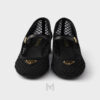 Giày búp bê cao gót Prada Mesh Fabric màu đen logo vàng chính hãng MHNP100 2026