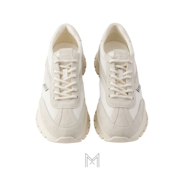 Giày thể thao Prada Mesh Fabric and Suede màu trắng authentic MHNP089