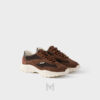 Giày thể thao Prada Mesh Fabric and Suede màu nâu authentic MHNP088 2026