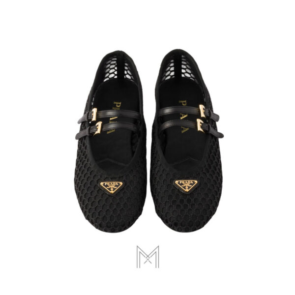 Giày búp bê Prada Mesh Fabric màu đen chính hãng MHNP095