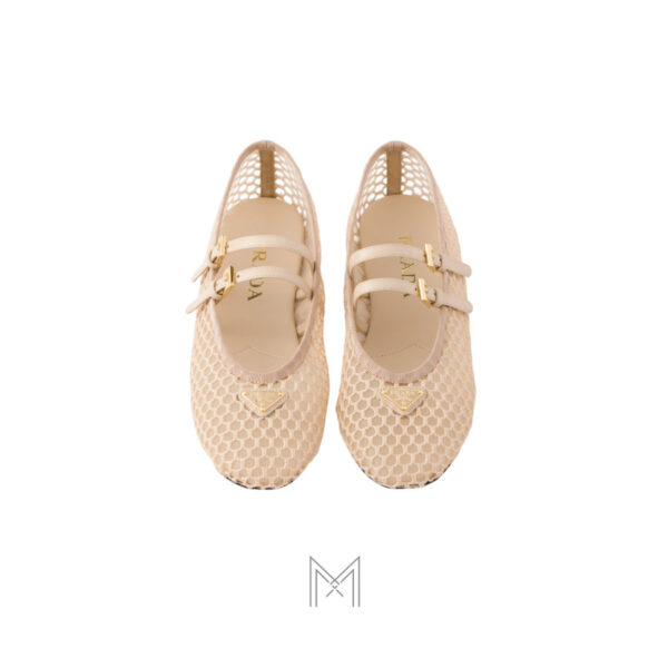 Giày búp bê Prada Mesh Fabric màu be chính hãng MHNP094