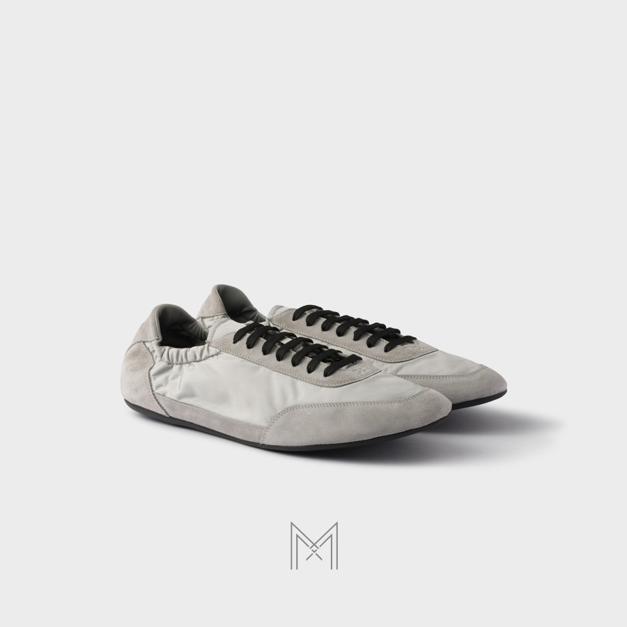 Giày Prada Collapse Re-Nylon and Suede Elasticized màu xám chính hãng MHNP016 2026 Giày Prada Collapse Re-Nylon and Suede Elasticized màu xám chính hãng MHNP016 2026