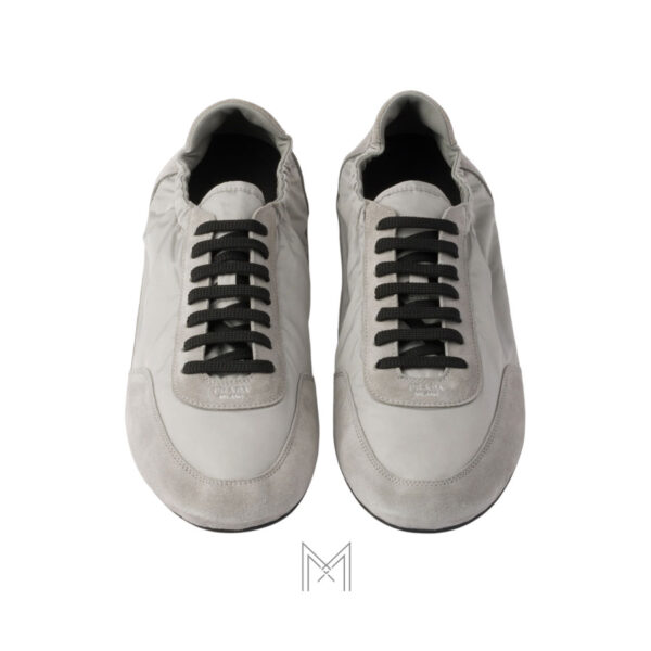 Giày Prada Collapse Re-Nylon and Suede Elasticized màu xám chính hãng MHNP016