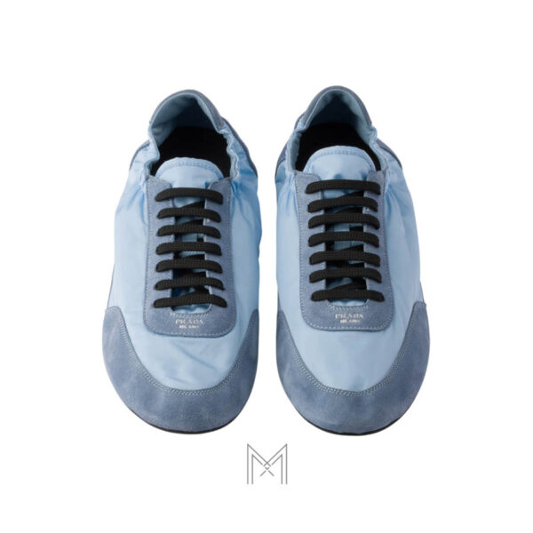 Giày Prada Collapse Re-Nylon and Suede Elasticized màu xanh nhạt chính hãng MHNP018