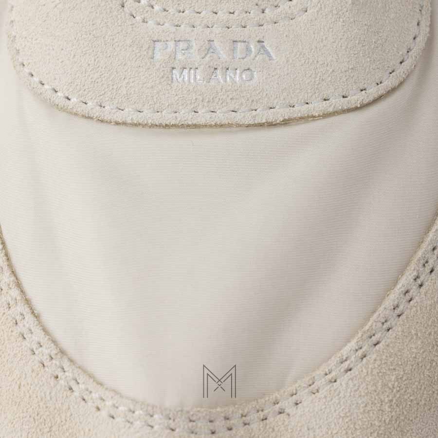 Giày Prada Collapse Re-Nylon and Suede Elasticized màu trắng ngà chính hãng MHNP017 2026 Giày Prada Collapse Re-Nylon and Suede Elasticized màu trắng ngà chính hãng MHNP017 2026