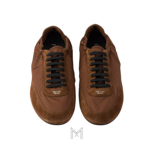 Giày Prada Collapse Re-Nylon and Suede Elasticized màu nâu chính hãng MHNP015