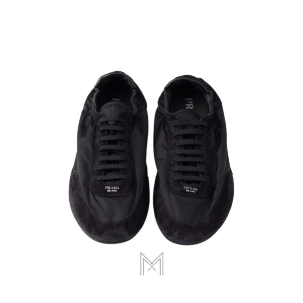 Giày Prada Collapse Re-Nylon and Suede Elasticized màu đen chính hãng MHNP020