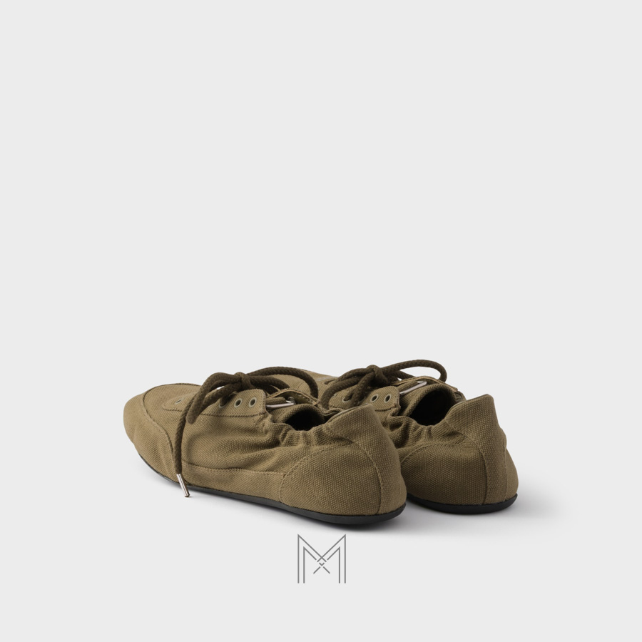 Giày đế bệt Prada Collapse Canvas màu xanh lá chính hãng MHNP119 2026 Giày đế bệt Prada Collapse Canvas màu xanh lá chính hãng MHNP119 2026