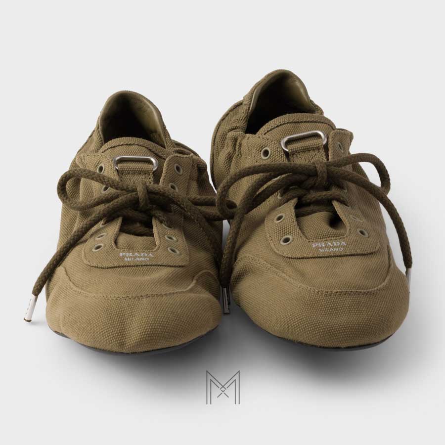 Giày đế bệt Prada Collapse Canvas màu xanh lá chính hãng MHNP119 2026 Giày đế bệt Prada Collapse Canvas màu xanh lá chính hãng MHNP119 2026