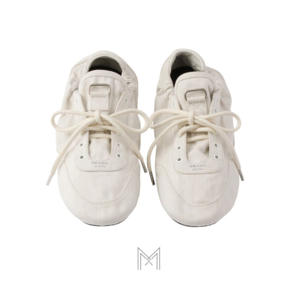 Giày đế bệt Prada Collapse Canvas màu trắng chính hãng MHNP121