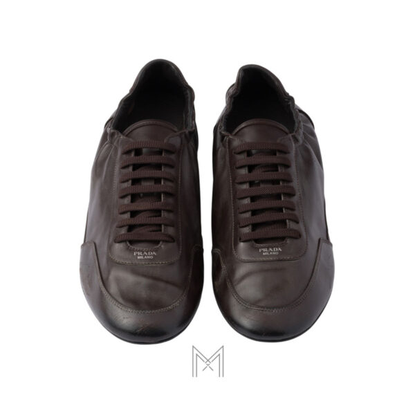 Giày Prada Collapse Leather màu nâu sẫm chính hãng MHNP021