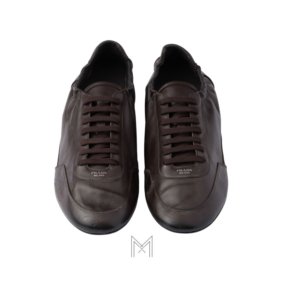 Giày Prada Collapse Leather màu nâu sẫm chính hãng MHNP021 2026 Giày Prada Collapse Leather màu nâu sẫm chính hãng MHNP021 2026