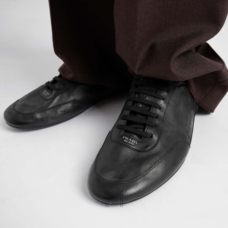 Giày Prada Collapse Leather màu đen chính hãng MHNP022 2026 Giày Prada Collapse Leather màu đen chính hãng MHNP022 2026