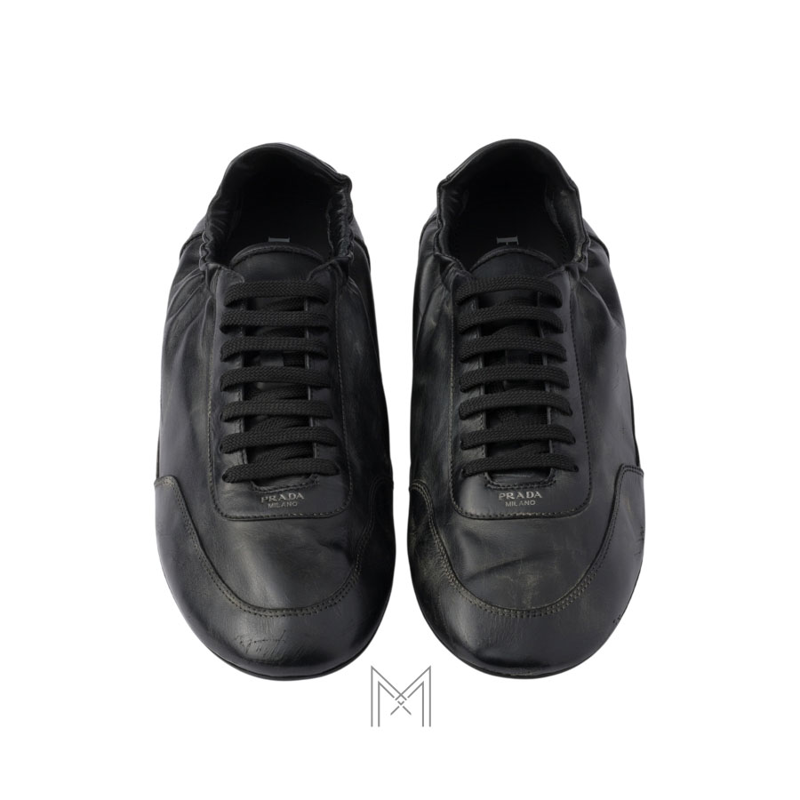 Giày Prada Collapse Leather màu đen chính hãng MHNP022 2026 Giày Prada Collapse Leather màu đen chính hãng MHNP022 2026