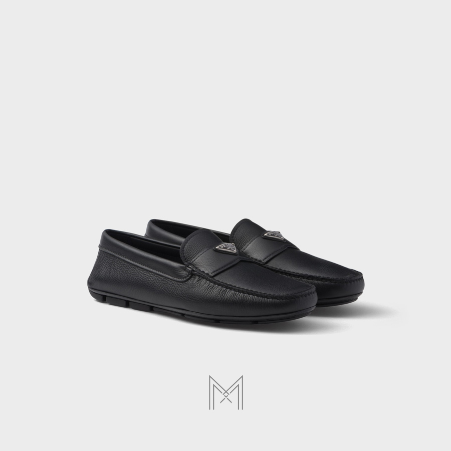 Giày Moca Prada Leather Driving màu đen chính hãng MHNP011 2026 Giày Moca Prada Leather Driving màu đen chính hãng MHNP011 2026