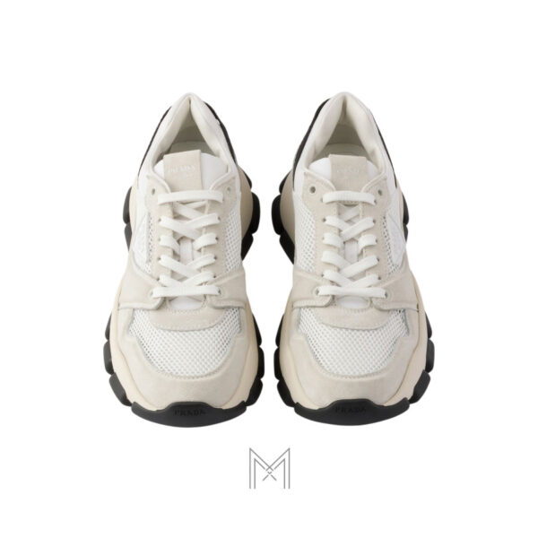 Giày thể thao Prada Mesh Fabric and Suede màu trắng ngà chính hãng MHNP107