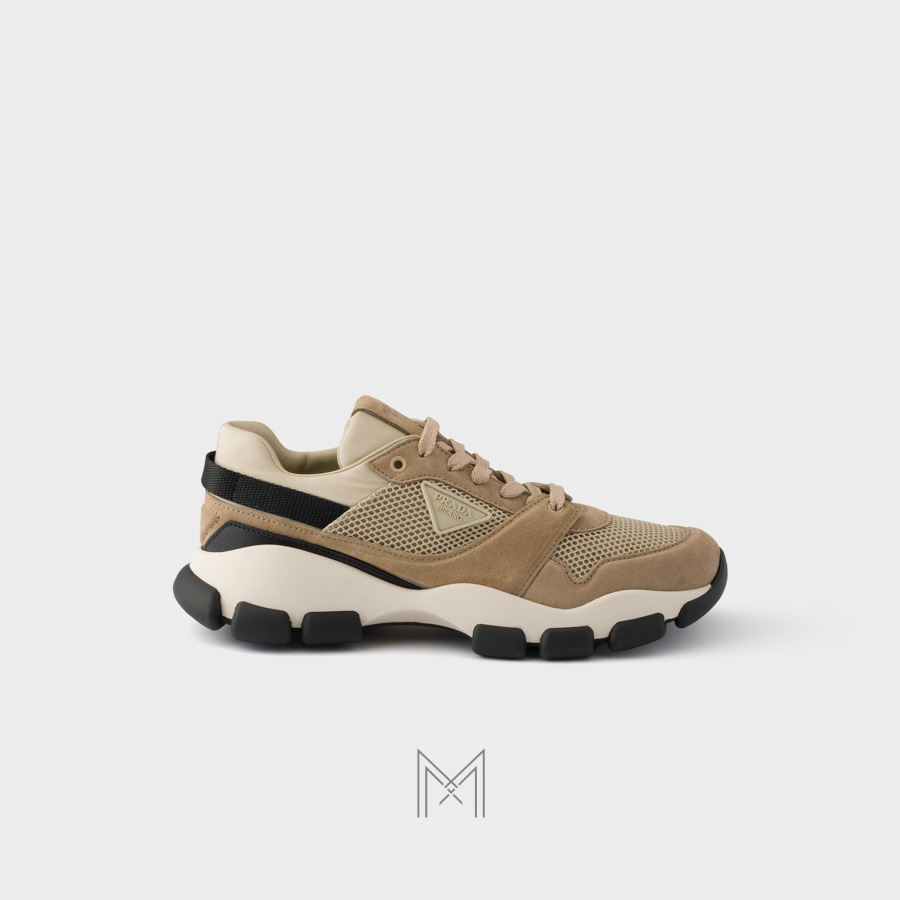 Giày thể thao Prada Mesh Fabric and Suede màu nâu chính hãng MHNP108 2026 Giày thể thao Prada Mesh Fabric and Suede màu nâu chính hãng MHNP108 2026