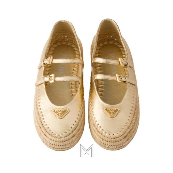 Giày búp bê Prada Mordoré Nappa Leather màu vàng chính hãng MHNP112