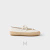 Giày búp bê Prada Nappa Leather and Raffia màu trắng chính hãng MHNP113 2026 Giày búp bê Prada Nappa Leather and Raffia màu trắng chính hãng MHNP113 2026