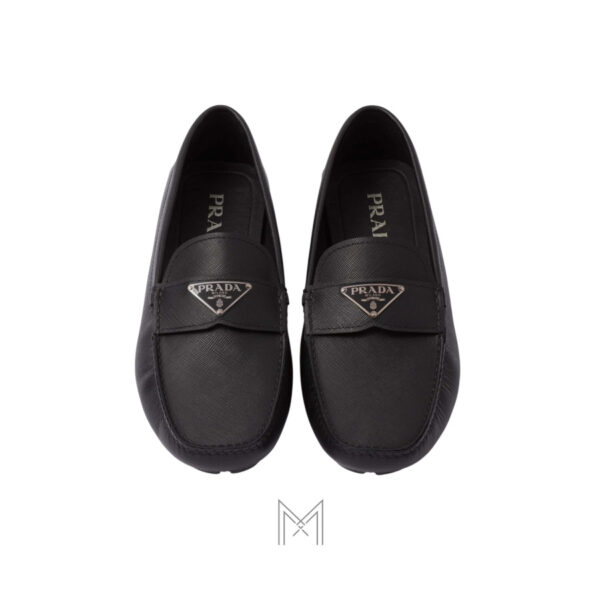 Giày Moca Prada Saffiano leather Driver màu đen chính hãng MHNP014