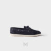 Giày Moca Prada Suede Boat Shoes With Laces màu xanh navy chính hãng MHNP027 2026