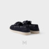 Giày Moca Prada Suede Boat Shoes With Laces màu xanh navy chính hãng MHNP027 2026
