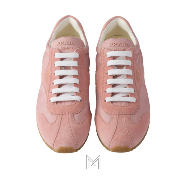 Giày thể thao Prada Re-Nylon and Suede Laced màu hồng authentic MHNP090
