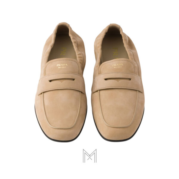 Giày loafer Prada Shuffle Antiqued Leather màu be chính hãng MHNP125