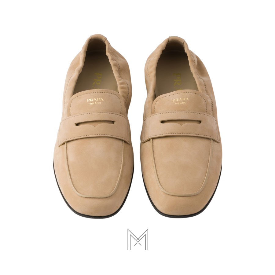 Giày loafer Prada Shuffle Antiqued Leather màu be chính hãng MHNP125 2026 Giày loafer Prada Shuffle Antiqued Leather màu be chính hãng MHNP125 2026