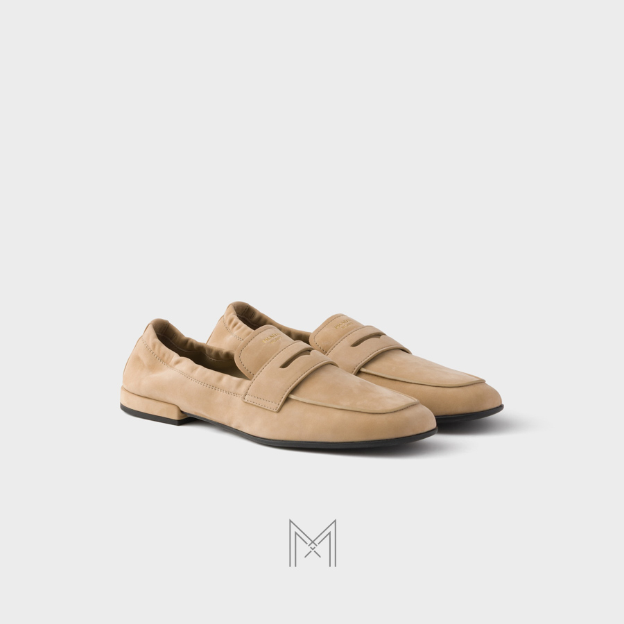 Giày loafer Prada Shuffle Antiqued Leather màu be chính hãng MHNP125 2026 Giày loafer Prada Shuffle Antiqued Leather màu be chính hãng MHNP125 2026
