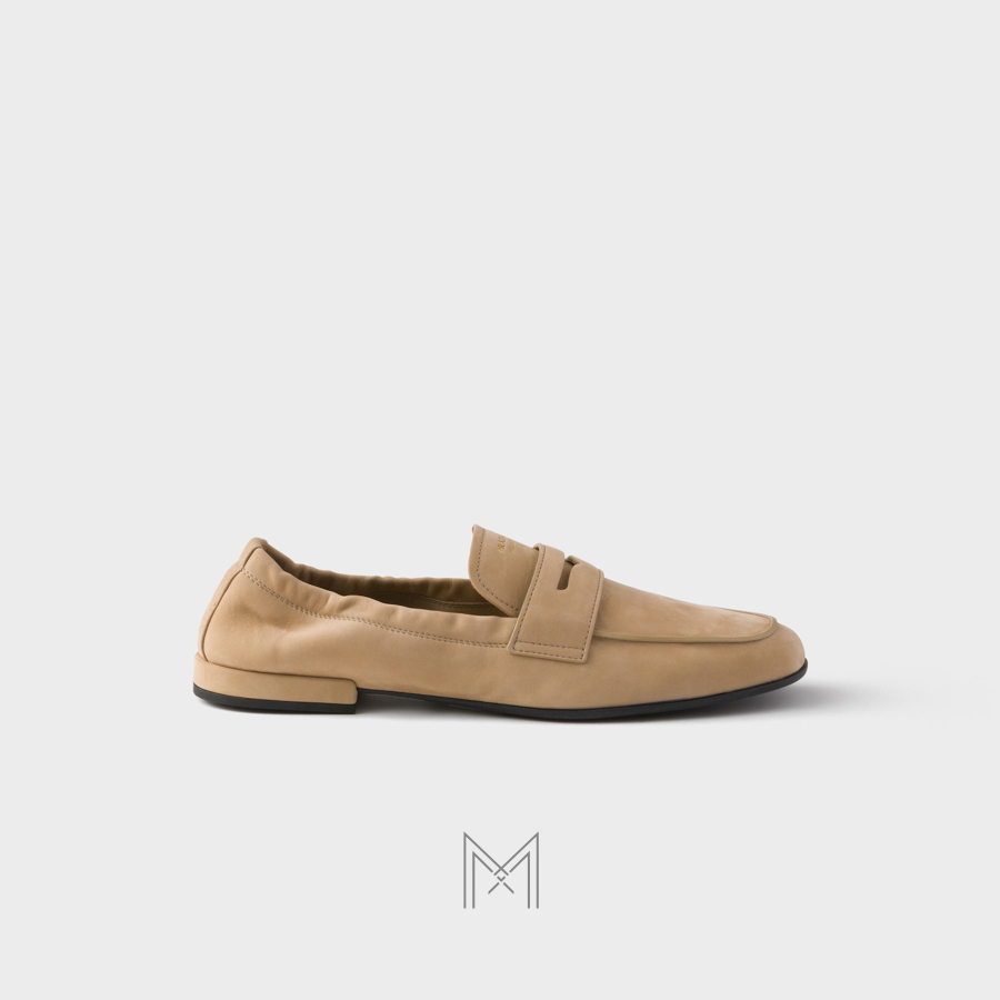 Giày loafer Prada Shuffle Antiqued Leather màu be chính hãng MHNP125 2026 Giày loafer Prada Shuffle Antiqued Leather màu be chính hãng MHNP125 2026
