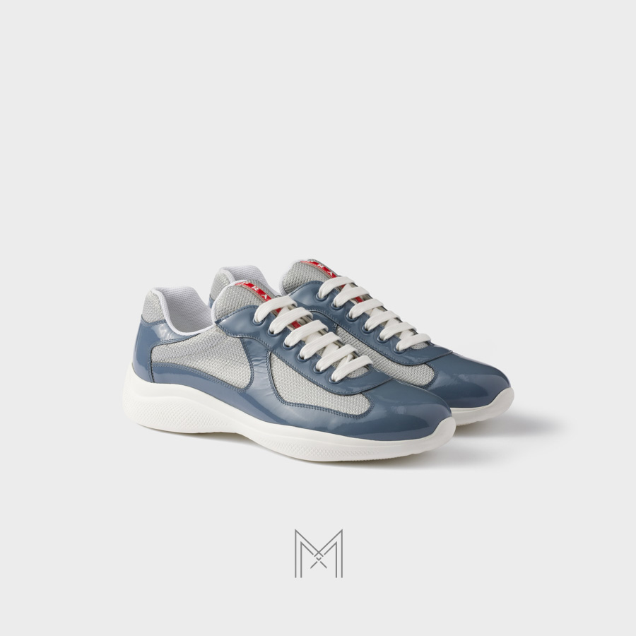 Giày thể thao Prada Patent Leather and Technical Fabric xanh xám chính hãng MHNP008 2026 Giày thể thao Prada Patent Leather and Technical Fabric xanh xám chính hãng MHNP008 2026