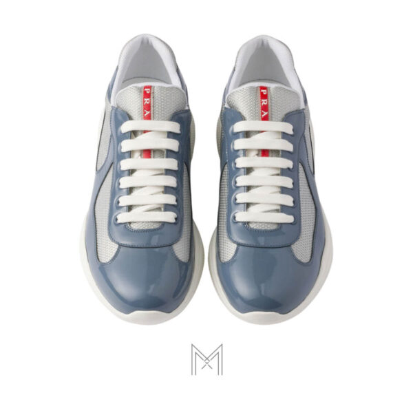 Giày thể thao Prada Patent Leather and Technical Fabric xanh xám chính hãng MHNP008