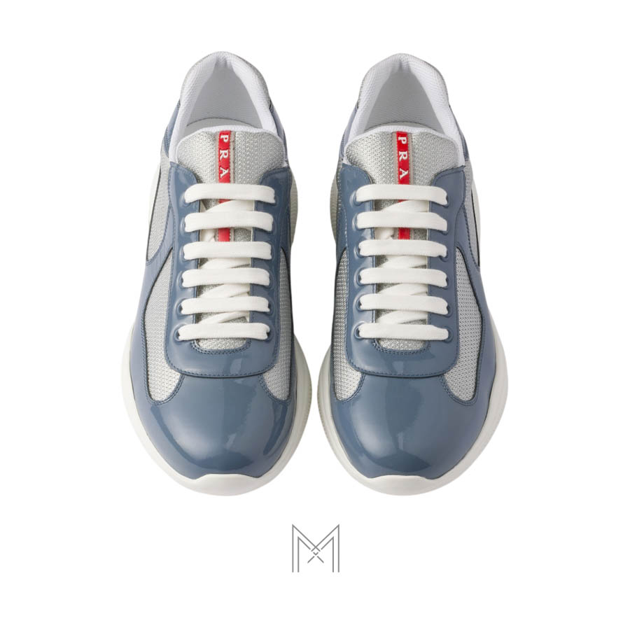 Giày thể thao Prada Patent Leather and Technical Fabric xanh xám chính hãng MHNP008 2026 Giày thể thao Prada Patent Leather and Technical Fabric xanh xám chính hãng MHNP008 2026