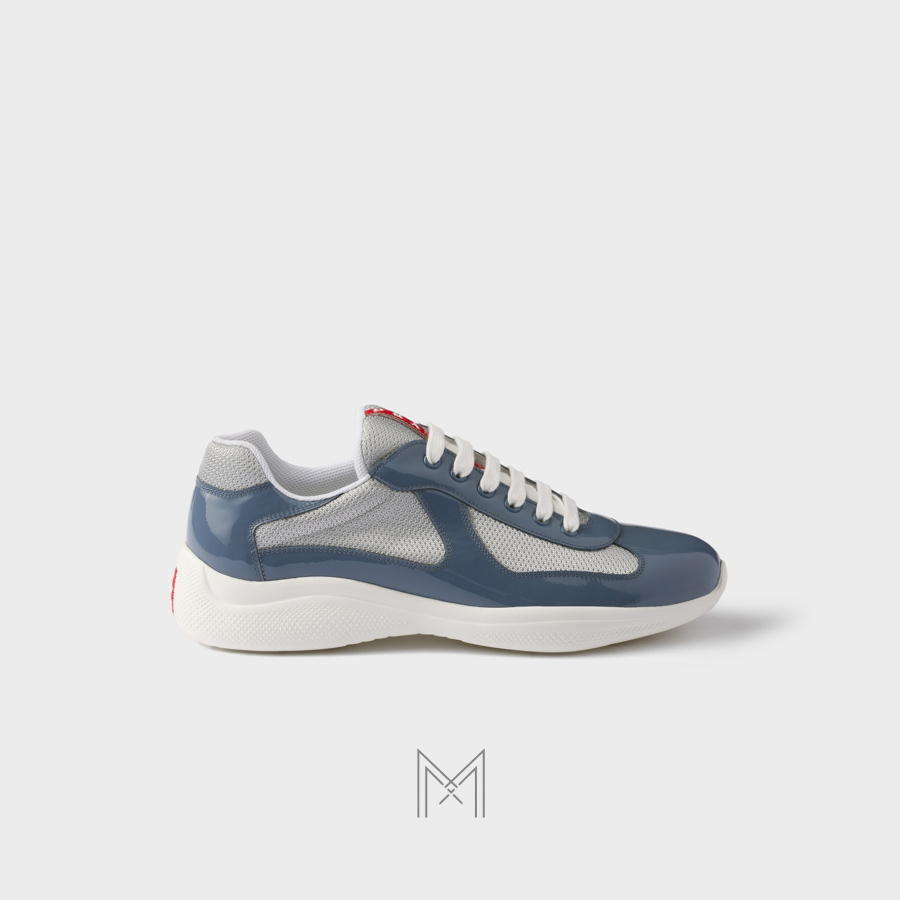 Giày thể thao Prada Patent Leather and Technical Fabric xanh xám chính hãng MHNP008 2026 Giày thể thao Prada Patent Leather and Technical Fabric xanh xám chính hãng MHNP008 2026