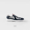 Giày thể thao Prada Patent Leather and Technical Fabric xanh navy phối xám chính hãng MHNP010 2026 Giày thể thao Prada Patent Leather and Technical Fabric xanh navy phối xám chính hãng MHNP010 2026