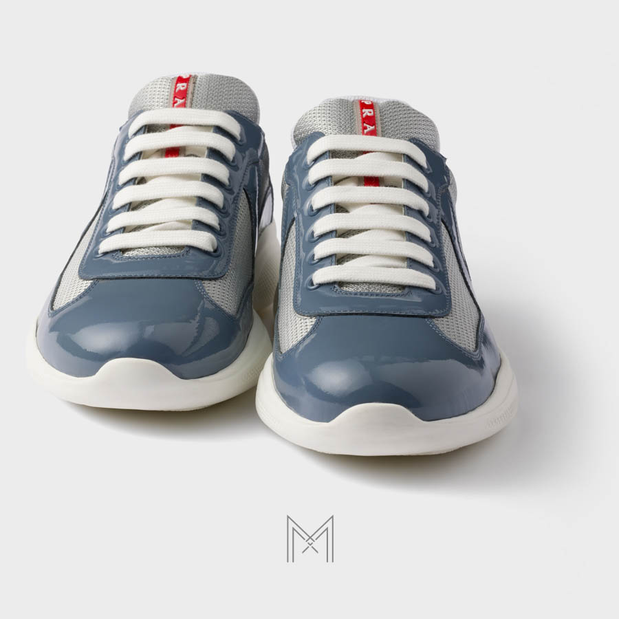 Giày thể thao Prada Patent Leather and Technical Fabric xanh xám chính hãng MHNP008 2026 Giày thể thao Prada Patent Leather and Technical Fabric xanh xám chính hãng MHNP008 2026