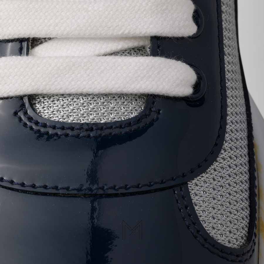 Giày thể thao Prada Patent Leather and Technical Fabric xanh navy phối xám chính hãng MHNP010 2026 Giày thể thao Prada Patent Leather and Technical Fabric xanh navy phối xám chính hãng MHNP010 2026
